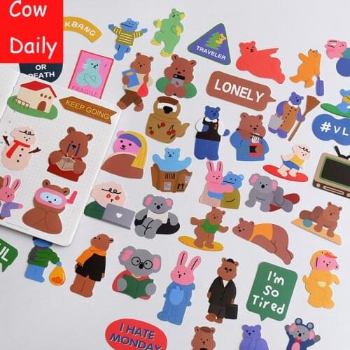 50PCS Cute Forest Bear Waterproof sticker DIY scrapbook base collage mobile diary happy plan gift sealing decoration sticker