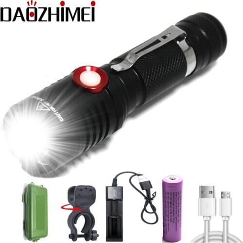 5000LM Led Usb Rechargeable 18650 Battery Flashlight XM-L2 Waterproof camping 1 Modes Torch Bulbs Lantern Flash Lamp Light