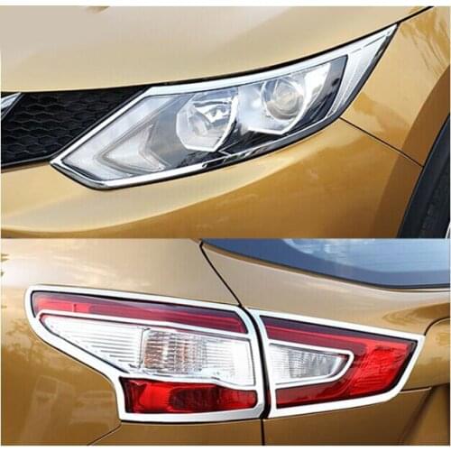 6PCS FIT FOR Nissan QASHQAI J11 2014-2016 CHROME FRONT REAR HEADLIGHT TAIL LIGHT LAMP COVER TRIM FRAME RIM BEZEL GARNISH