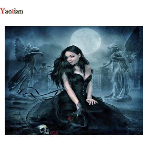5D Diamond Painting Dark Angel Woman Diy Diamond Embroidery Cross Stitch Diamond Mosaic Halloween Gift Wall Home Decoration New