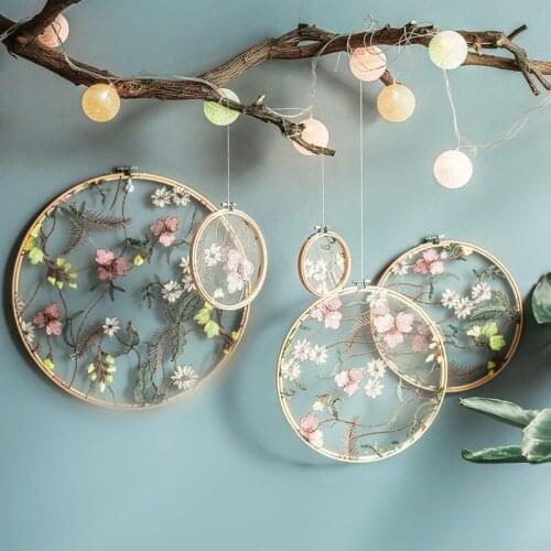 Chinese Style Bamboo Net Yarn Wedding Ornaments Home Embroidery Flower Decoration Household Wall Hanging Decor Ornaments