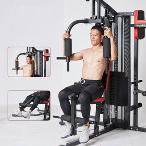 Three people stand large combined equipment fitness equipment home comprehensive training device strength training