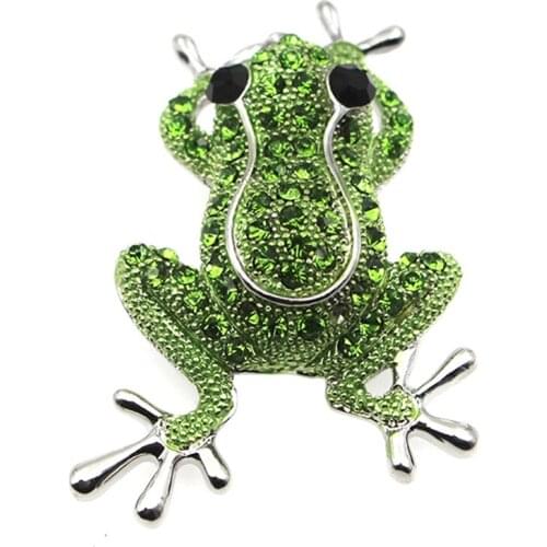 Crystal Frog Brooches for Women Men Animal Frog Rhinestone Brooch Pin Luxury Vintage Lapel Pin Jewelry Dress Coat Accessories