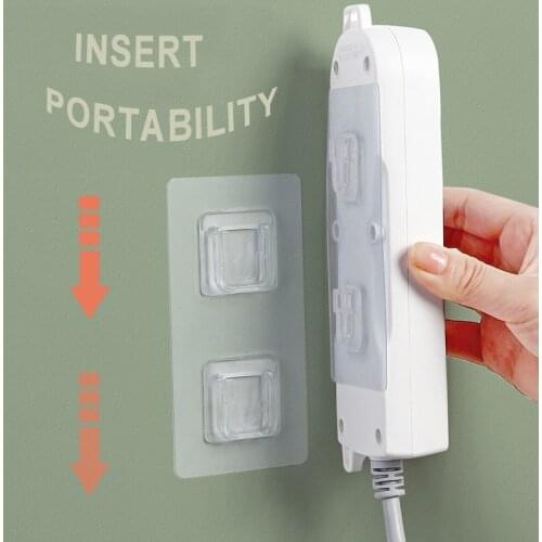 2/6/12 Double-Sided Holder Wall Mounted Wire Storage Row Socket Holder Adhesive Sucker Traceless Storage Holder Kitchen Bathroom