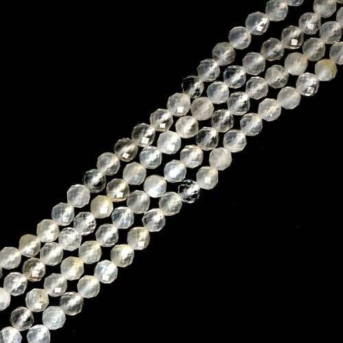 Faceted White Stones Beads 3-2mm White Moonstone Loose Beads 15inch Making For Handmade Bracelets jewelry Design H548