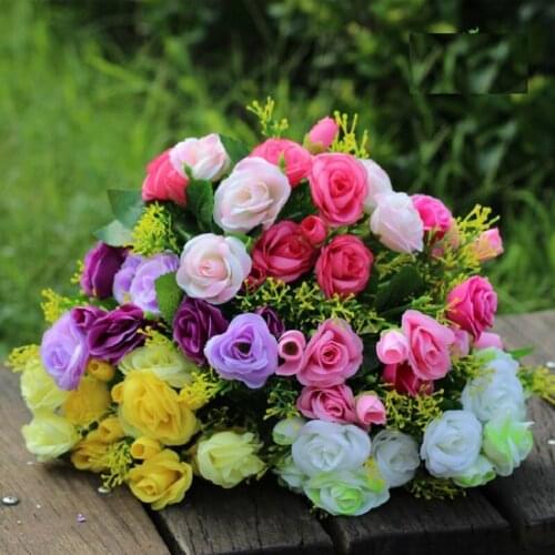 Artificial small rose 15 heads of flower drawing room decorated silk flower botany lover gift