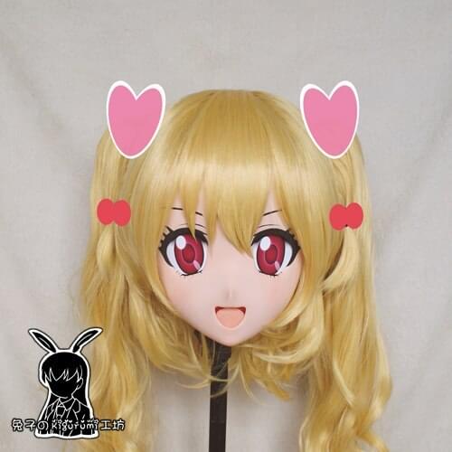 Rabbit 85) Resin Cross dress Pretty Girl Head BID Doll Mask Japanese Anime Kigurumi Mask Cosplay with Wig