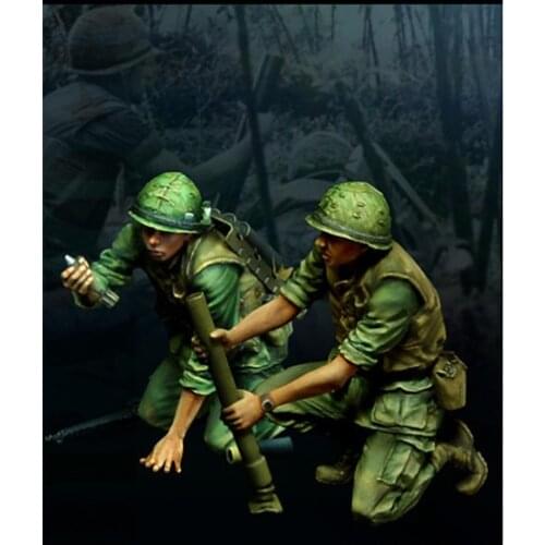 1:35 Resin Die-cast Soldier Model 2 Model Assembly Kits Of The US Military In Vietnam Need To Be Colored By Hand Xd179