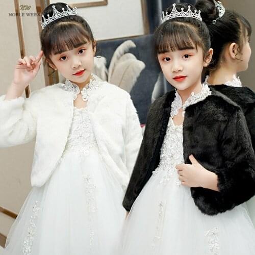Girl Wedding Fur Wrap Winter Warm Children Prom Party Keep Warm Coat Kids Shawl With Sleeves
