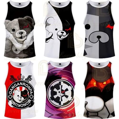 2020 New Style Monokuma Unisex Tank Top for Men Fashion Cool Summer Tank Top Work Out Men Women Tank Tops Halter Tank Top