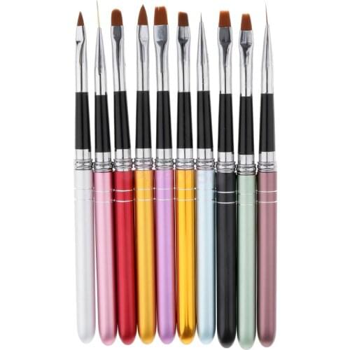 10PCS Nail Art Design Brush Set Gel UV Drawing Painting Dotting Polish Brush Pencil Manicure