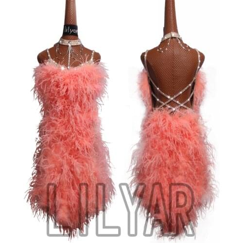 New Latin Dance Dress Latin Skirt Competition Dress Costumes Performing Dress Sparkly Rhinestones Customize