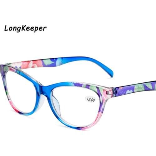 Cat Eye Reading Glasses Women Diamond Eyeglasses Presbyopic with Diopter Clear Lens 1.0 1.5 2.0 2.5 3.0 3.5 4.0 for Male Female