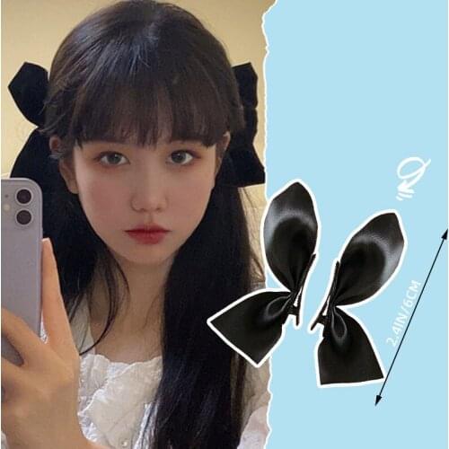 One Pair Ribbon Bows Women Hair Clips Cute Solid Color Side Hairpin For Girls Barrettes Headdress Hair Accessories