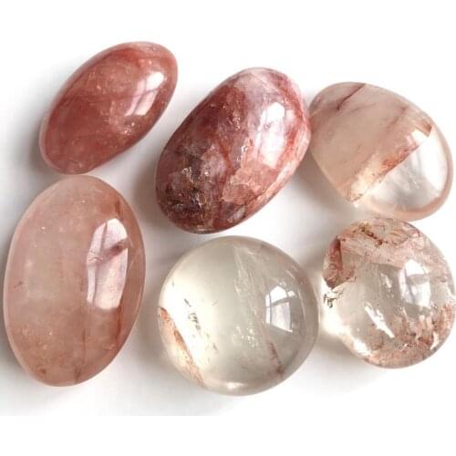 Palm Stones Natural Quartz Crystals Red Gum Flower Polished Massage Gemstones Energy Healing Chakras Reiki Home Decor