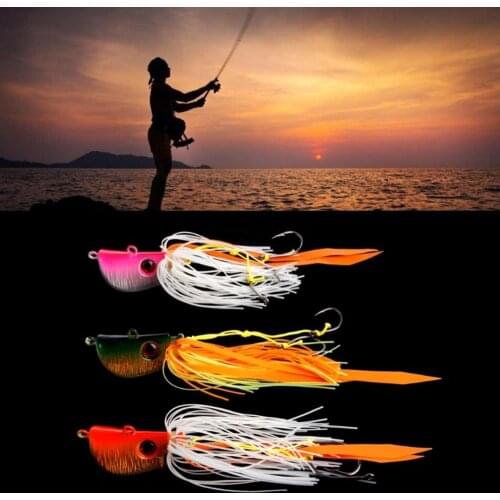 Professional Glow in Dark Luminous Metal Head Jig Fishing Lure Bait Squid Hooks 45/65/85g