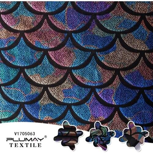 Iridescent Sparkly Scale Mermaid Hologram Spandex 2 Way Stretchy Fabric for swimwear