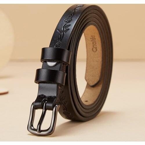 Brown Women Belt for Jeans Buckle Ladies Dress Waist Belt Brown Black Genuine Leather Female Belt Strap