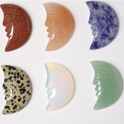 Hand-carved Crescent-shaped Quartz With Smiling Face Crystal Healing Stone Decorative Amulet Healing Stone For Men And Women