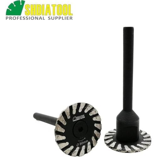 SHDIATOOL 2 pcs Hot pressed diamond turbo mini Engraving saw blades Cutting discs with removable 6mm shank