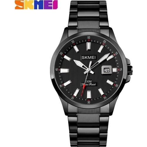 SKMEI Fashion MenS Watches Stainless Steel Strap Waterproof Elegant Analog Quartz Wristwatches Reloj Hombre 1654
