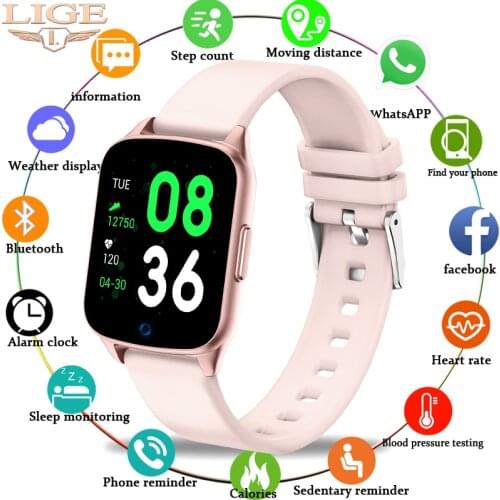 LIGE New Smart Watch Women Men Waterproof Sports Wristband Heart Rate Blood Pressure Monitor for Android ios Smart Fitness Watch