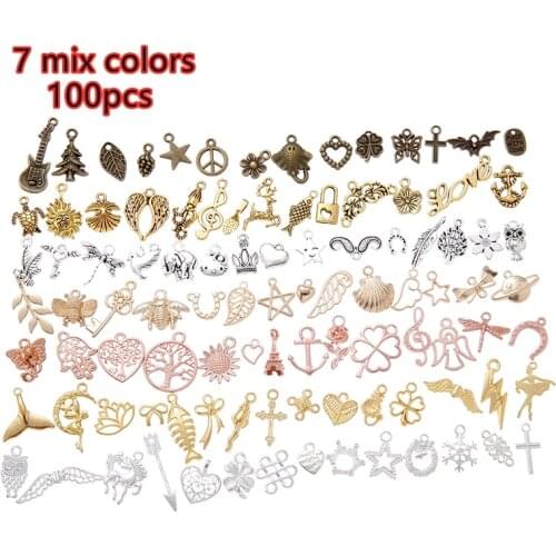 Mix Metal Zinc Alloy animal flower key Heart Charms Fit Jewelry Pendant For DIY Necklace Bracelet Jewelry Making Findings