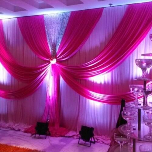 10ft*20ft wedding backdrop ,white and burgundy color banquet curtains