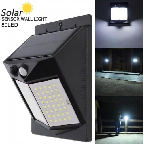 80 LED 500LM Light-controlled Human Body Sensing Wall Light LED Solar Motion Sensor Light for Outdoor / Courtyard / Illuminating