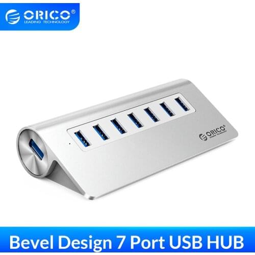 ORICO Aluminum 7 Port USB 3.0 HUB with 12V Power Adapter Multi High Speed USB OTG Splitter For PC Macbook Computer Accessories