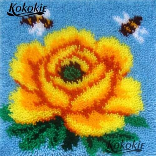 Latch hook rug making kits handmade flower carpet Cross stitch sets sale Cushion embroidery yarn handicraft Crocheting Rug yarn