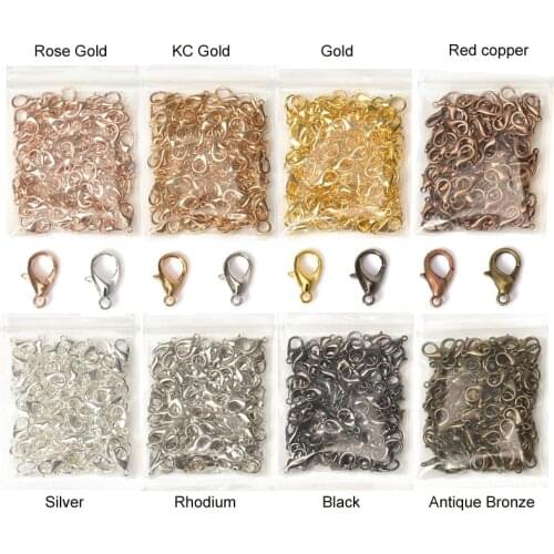 100pcs Lobster Clasps for Bracelets Necklaces 10-18mm Hooks Chain Closure Findings Accessories for Jewelry Making Wholesale