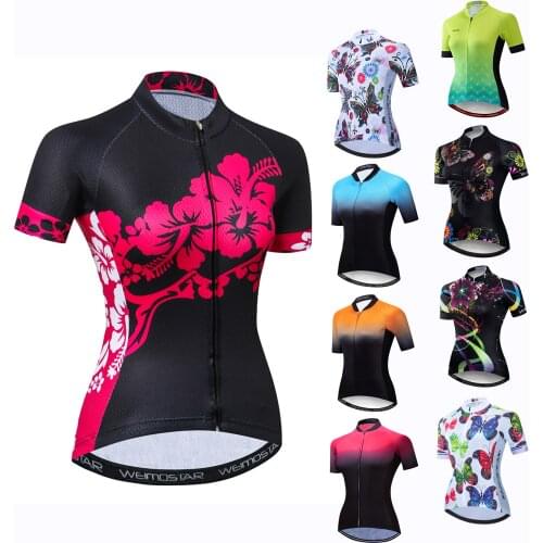 2021 Summer Short Sleeve Cycling Jersey Women Bike Jerseys Black Red Biking Shirts Top Ropa Ciclismo riding mtb Bicycle Clothing