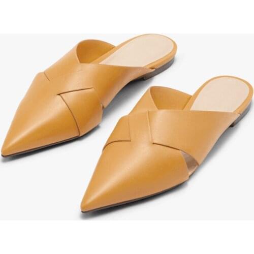 Womens Slippers 2021 Summer New Products Cross with Pointed Flat Bottom Muller Slippers Womens Casual Sandals