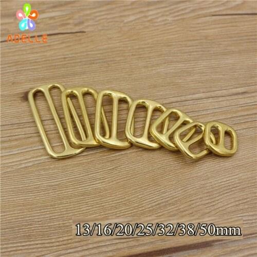 10pcs Solid Brass Rectangular Adjuster Buckle 13/16/20/25/32/38/50mm Tri Glide Slide Backpack Strip webbing free shipping
