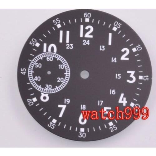 39mm Black Dial Luminous 24-Hours Indicator Fit Seagull st36 Movement ETA 6497