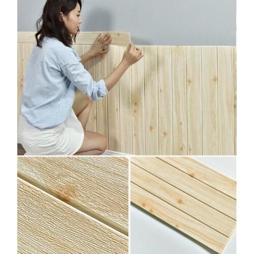 3d wallpaper self-adhesive wall stickers wood grain wall skirt decoration living room foam anti-collision soft three-dimensional
