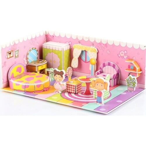 3D Castle architecture Jigsaw puzzle model paper DIY construction houses pattern gift Children baby toy Kids early learning