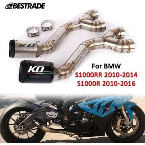 60mm Motorcycle Exhaust System Tip Muffler Connect Tube for BMW S1000RR 2010-2014 S1000R 2010-16 Stainless Steel Carbon Fiber