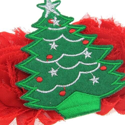 Christmas Day Childrens Hairband Christmas Tree Raw Edge Flower Elastic Baby Headband