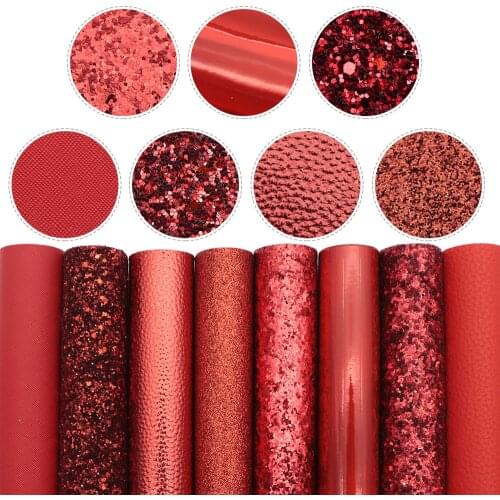 David accessories 20*33cm 5-8Pieces/set Solid Color Synthetic Leather Hair Bow Earrings Making Handbag Phone case,1Yc12977