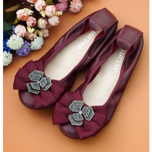 AUCVEE Women Ballet Flats Shoes Genuine Leather Flat Shoes Woman Casual Work Shoes Size 34-44 Ladies Shoes Women Flats Loafers