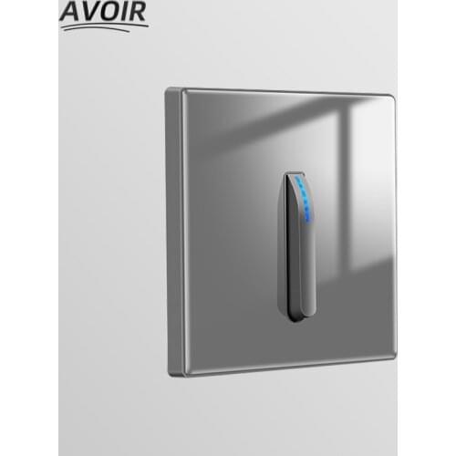 Avoir USB Wall Sockets And Switches Push Button Light Switch Gray Glass Panel General Standard EU FR UK Electrical Plugs 220V