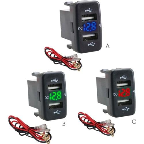 Dual USB Ports Smart Chip Charging Adapter Car Charger with Digital Voltmeter for Phone Tablet Driving Recorder Designed