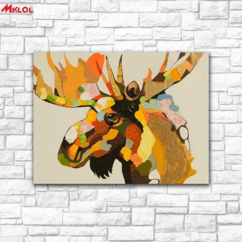 Large Wall Art Abstract Deer Canvas Painting For Living Room Home Decoration Oil Painting On Canvas Wall Painting Unframed