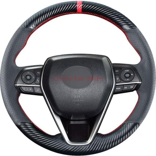 DIY Stitching Carbon Fiber Steering Wheel Cover For Toyota RAV4 Avalon 2019-2021 Camry 2018-21 Corolla 2020-21 Accessories