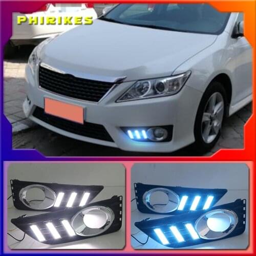 1 Set For Toyota Camry 2012 LED DRL Daytime Running Lights Daylight Fog Lamp Cover With Yellow Turning Signal