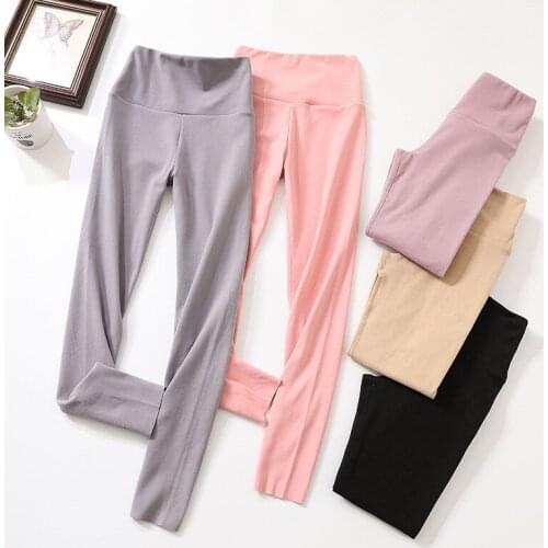Double-sided heating womens inner wear long-length trousers, high-waisted leggings, no trace heating, plus velvet thickened war
