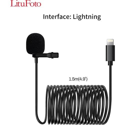 LituFoto-VV10 1.5M / Lightning Interface ,High-quality Lavalier Microphone For Phone Portable Mini Stereo HiFi Sound Quality PC