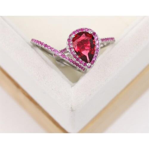 Best selling S925 pure silver gilded fashion luxury ring row diamond water drop purple Haoshi jewelry womens gift